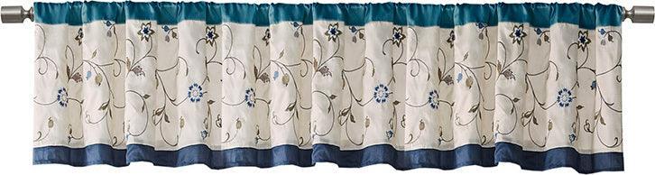 Olliix.com Curtains - Serene Embroidered Window Valance Navy