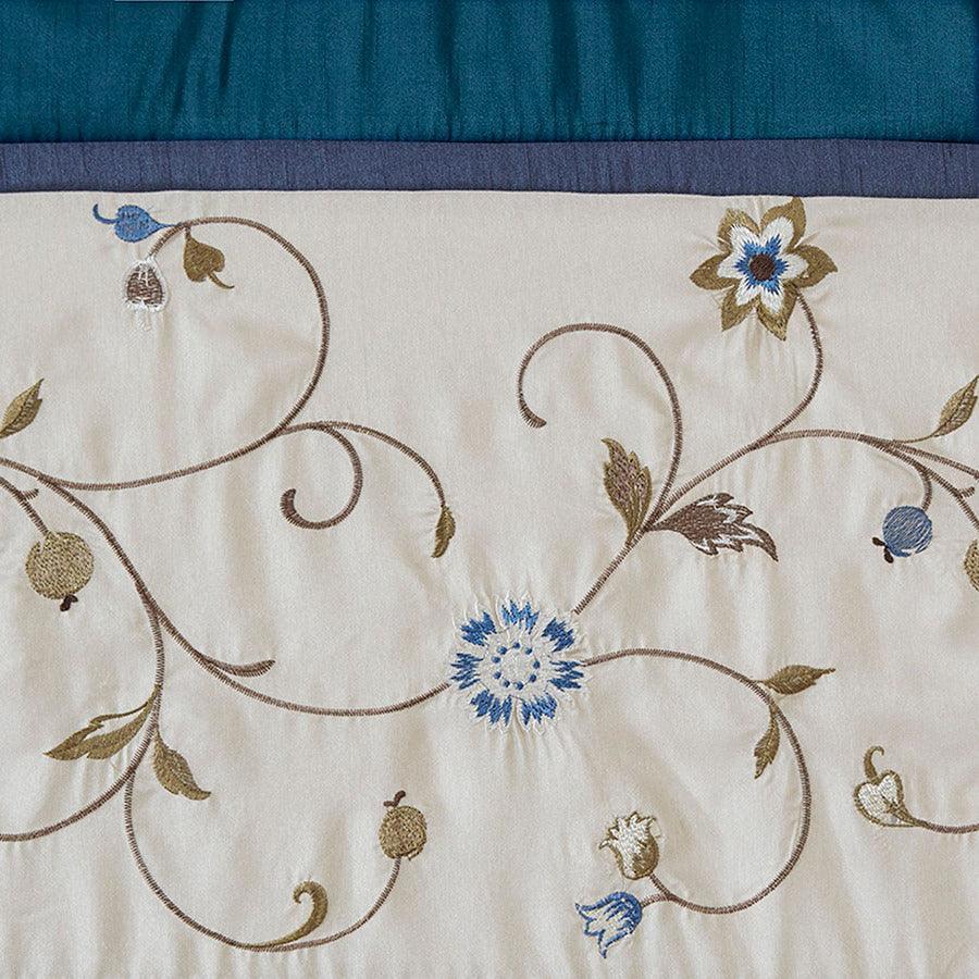 Olliix.com Curtains - Serene Embroidered Window Valance Navy