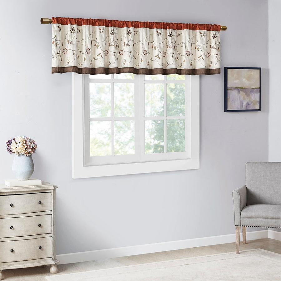 Olliix.com Curtains - Serene Embroidered Window Valance Spice