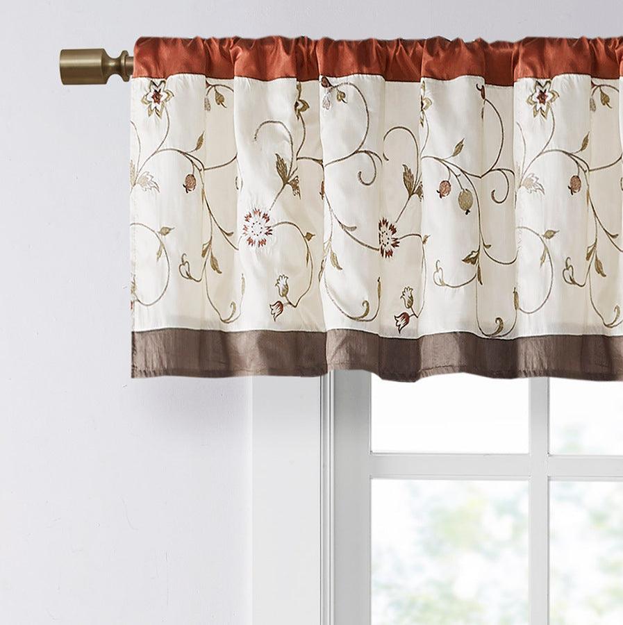 Olliix.com Curtains - Serene Embroidered Window Valance Spice