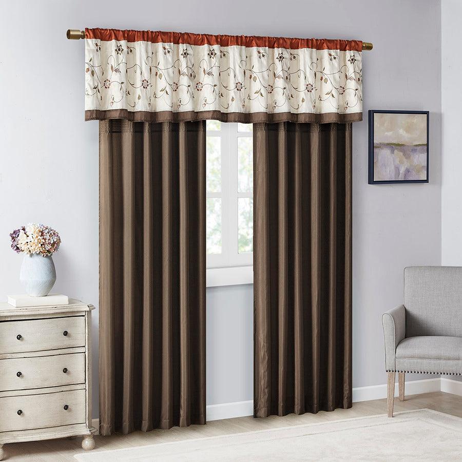 Olliix.com Curtains - Serene Embroidered Window Valance Spice