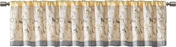 Olliix.com Curtains - Serene Embroidered Window Valance Yellow