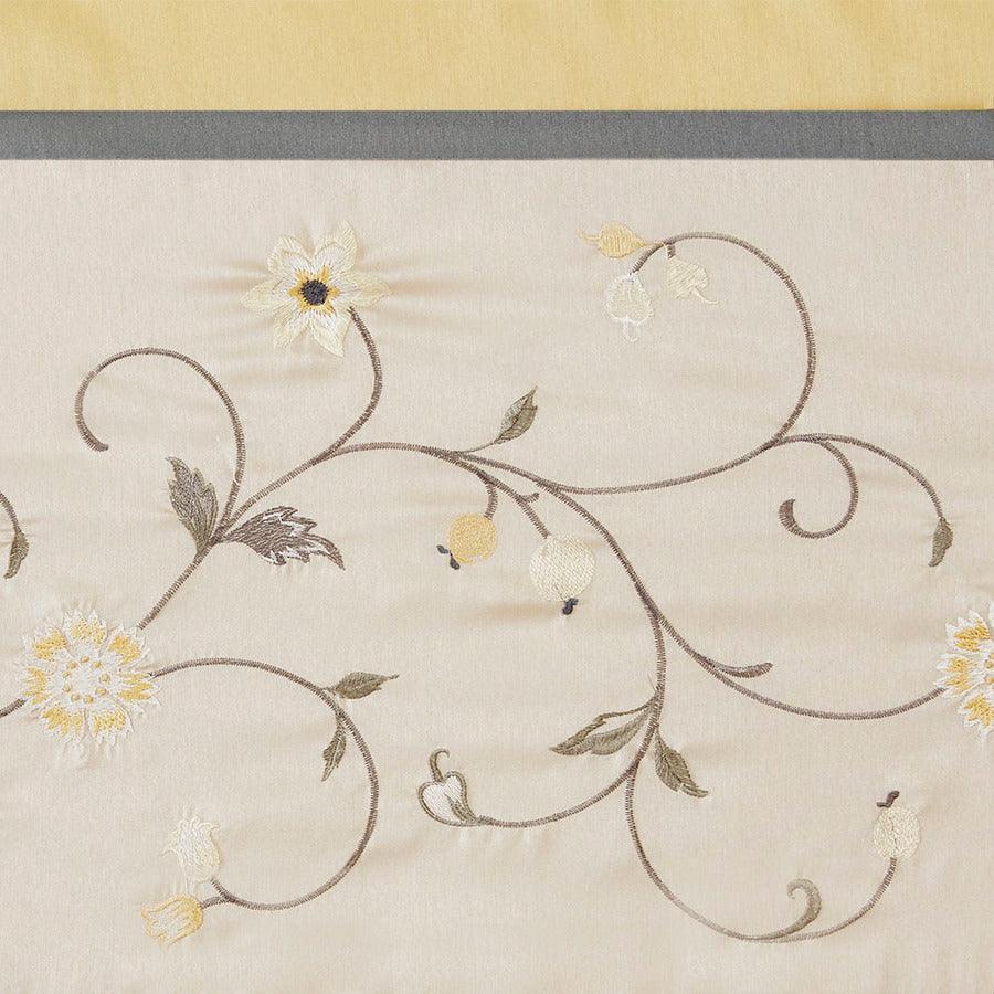 Olliix.com Curtains - Serene Embroidered Window Valance Yellow