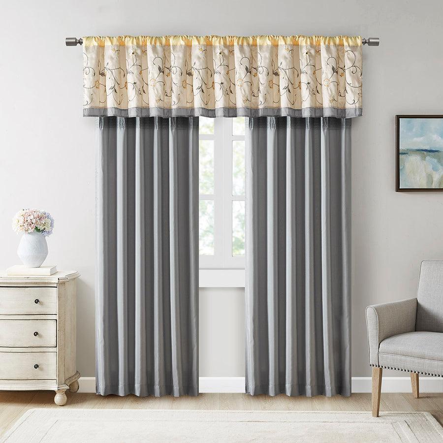 Olliix.com Curtains - Serene Embroidered Window Valance Yellow