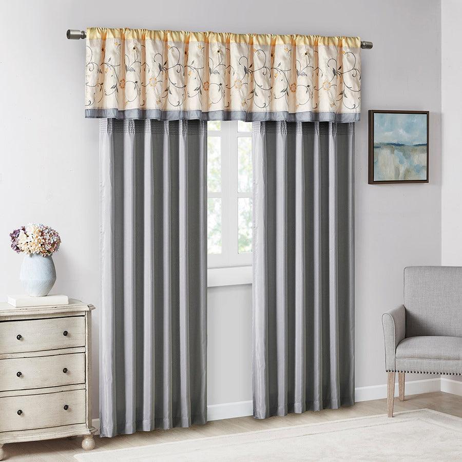 Olliix.com Curtains - Serene Embroidered Window Valance Yellow