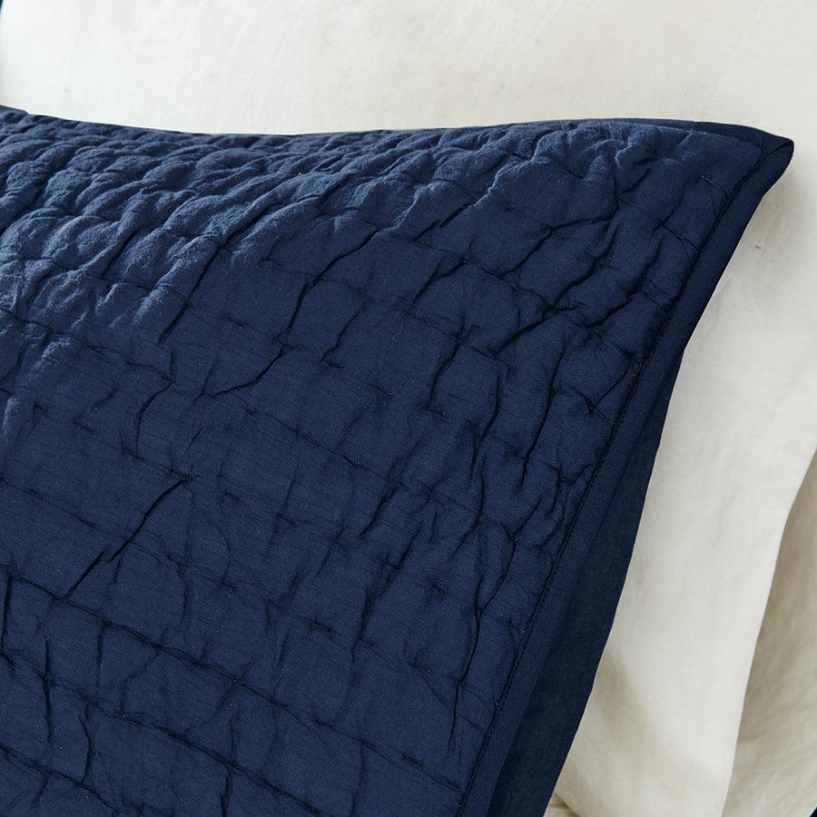 Olliix.com Comforters & Blankets - Serene Transitional Cotton Hand Quilted Coverlet Set Full/Queen Blue