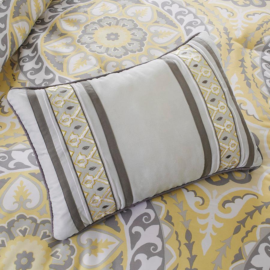 Olliix.com Comforters & Blankets - Serenity 26 " W Complete Comforter and Cotton Sheet Set Yellow Queen