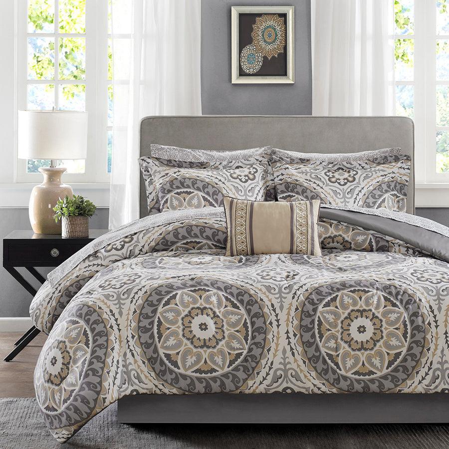 Olliix.com Comforters & Blankets - Serenity Complete 26 " W Comforter and Cotton Sheet Set Taupe Queen