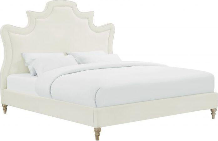 Tov Furniture Beds - Serenity Cream Velvet Bed in Queen