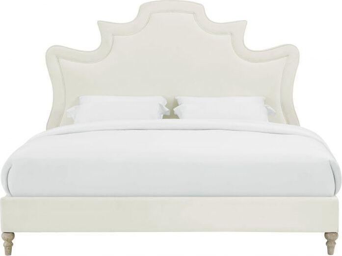 Tov Furniture Beds - Serenity Cream Velvet Bed in Queen
