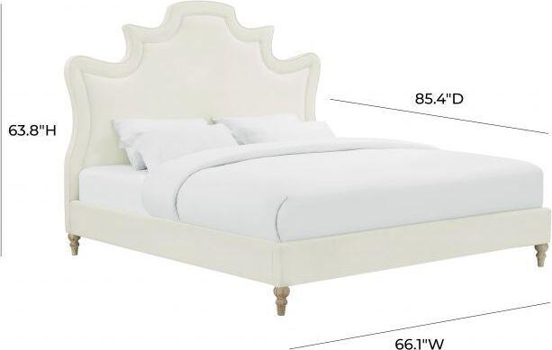 Tov Furniture Beds - Serenity Cream Velvet Bed in Queen