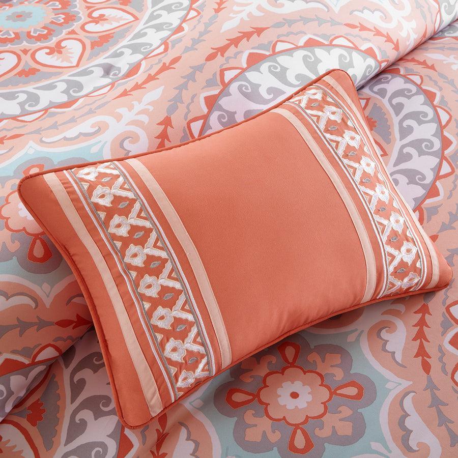 Olliix.com Comforters & Blankets - Serenity Full Complete Global Inspired Comforter and Cotton Sheet Set Coral