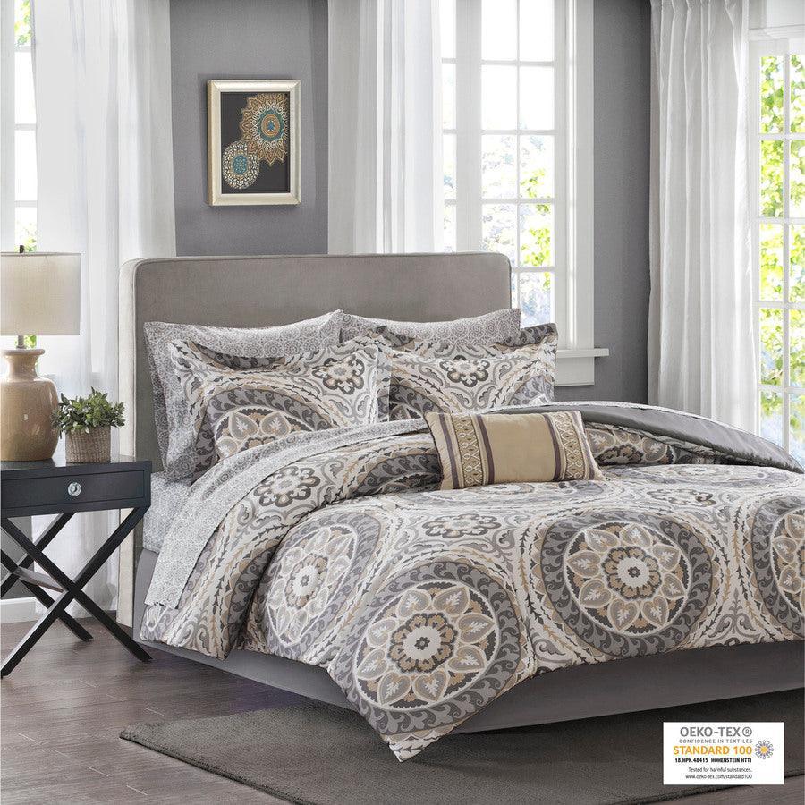 Olliix.com Comforters & Blankets - Serenity Lodge/Cabin Complete Comforter and Cotton Sheet Set Taupe Twin