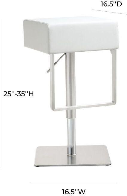 Tov Furniture Barstools - Seville White Stainless Adjustable Barstool