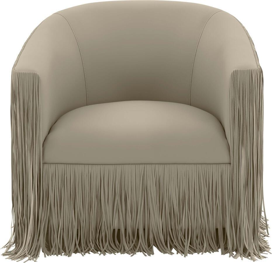 Tov Furniture Accent Chairs - Shag Me Grey Vegan Leather Swivel Chair Grey