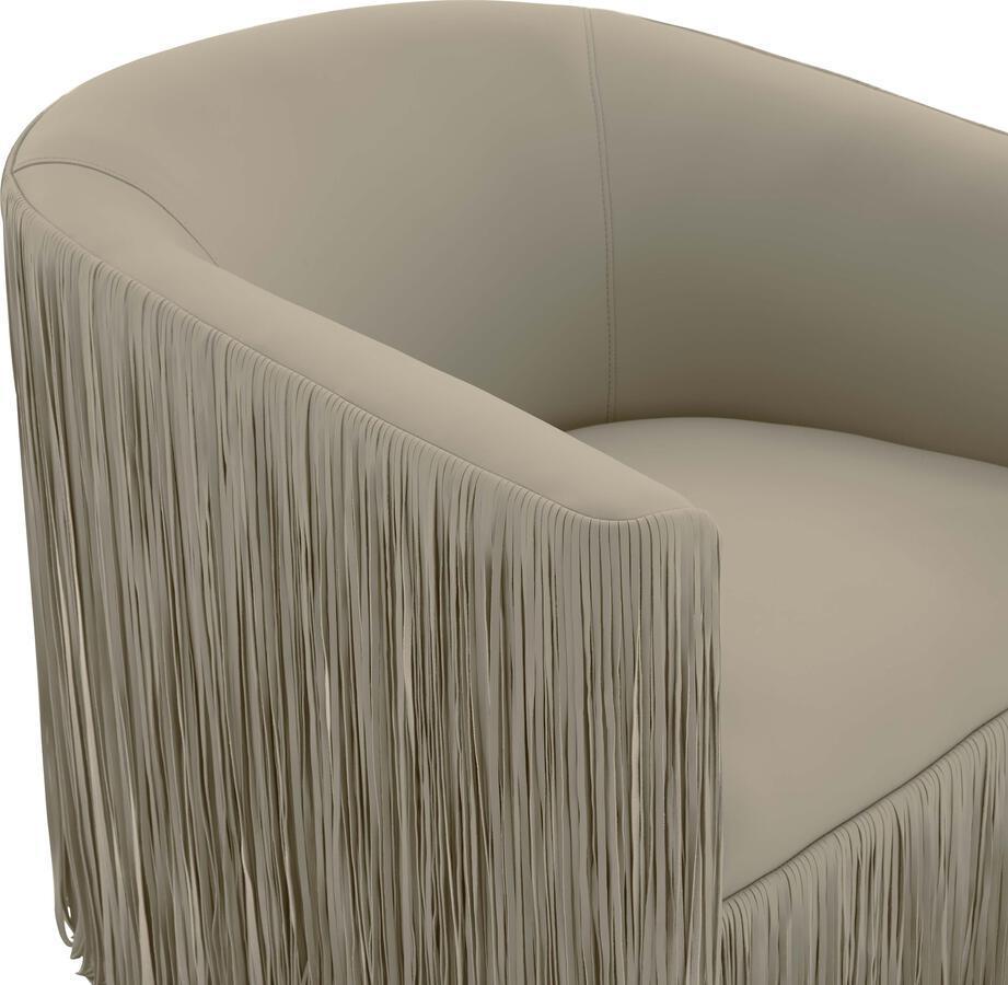 Tov Furniture Accent Chairs - Shag Me Grey Vegan Leather Swivel Chair Grey