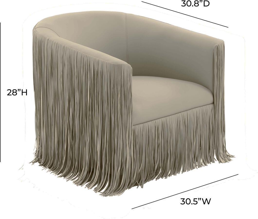 Tov Furniture Accent Chairs - Shag Me Grey Vegan Leather Swivel Chair Grey