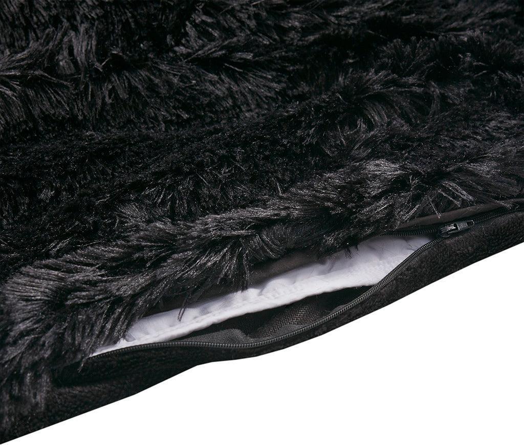 Olliix.com Comforters & Blankets - Shaggy Fur Weighted Blanket Black BR51-3077