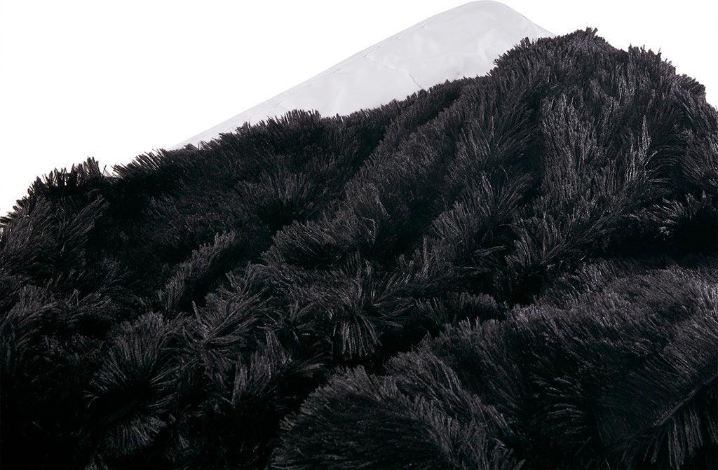 Olliix.com Comforters & Blankets - Shaggy Fur Weighted Blanket Black BR51-3077