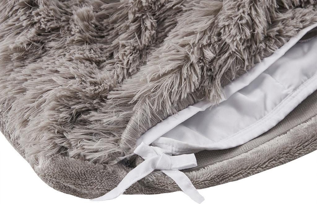 Olliix.com Comforters & Blankets - Shaggy Fur Weighted Blanket Grey BR51-3078