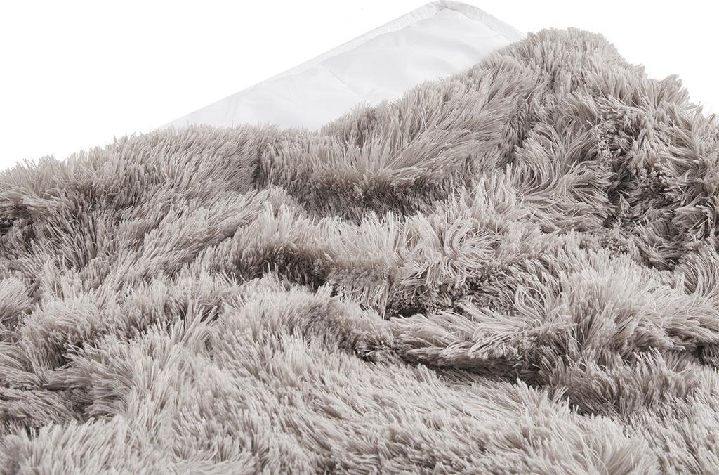 Olliix.com Comforters & Blankets - Shaggy Fur Weighted Blanket Grey BR51-3078