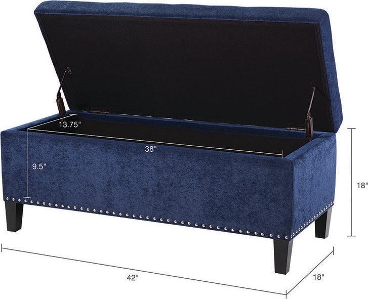 Olliix.com Benches - Shandra II Tufted Top Storage Bench Blue