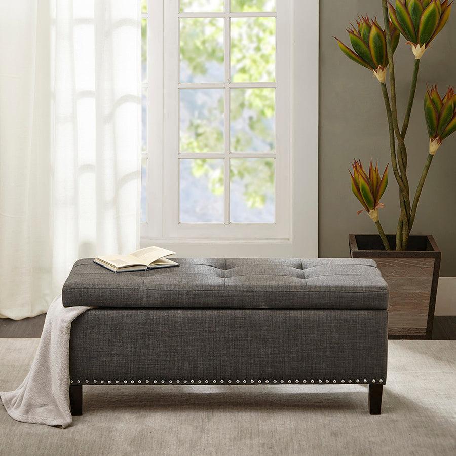 Olliix.com Benches - Shandra II Tufted Top Storage Bench Charcoal