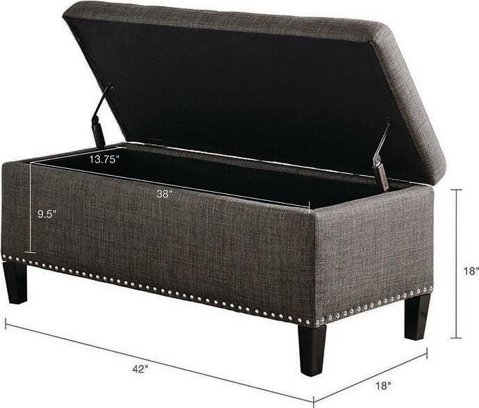 Olliix.com Benches - Shandra II Tufted Top Storage Bench Charcoal