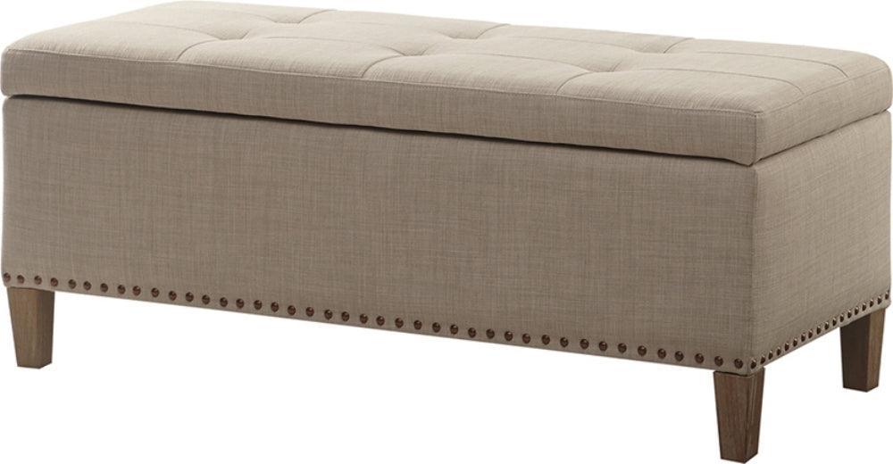 Olliix.com Benches - Shandra II Tufted Top Storage Bench Light Taupe
