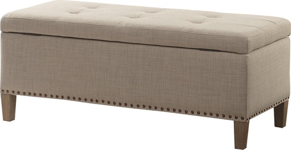 Olliix.com Benches - Shandra II Tufted Top Storage Bench Light Taupe