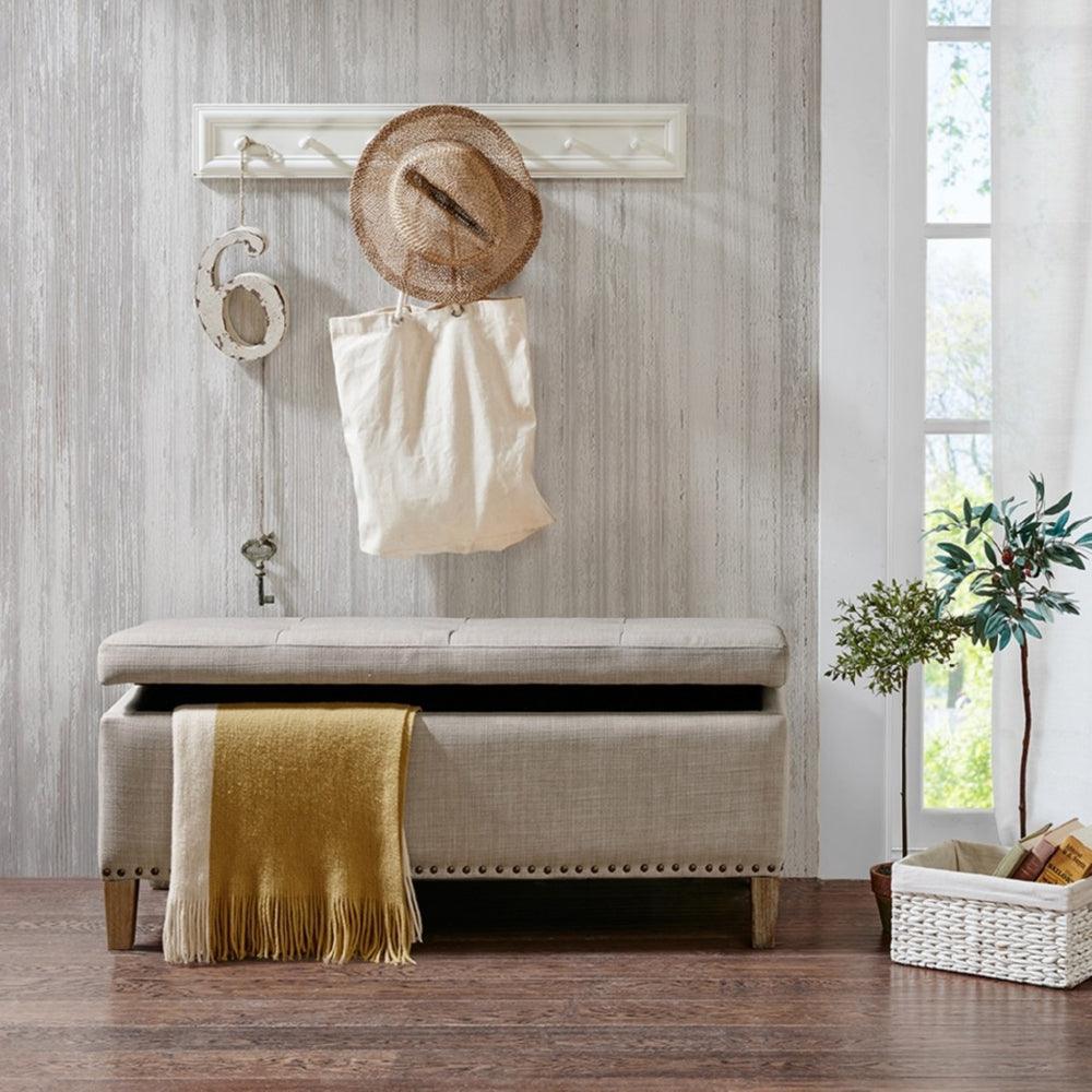 Olliix.com Benches - Shandra II Tufted Top Storage Bench Light Taupe