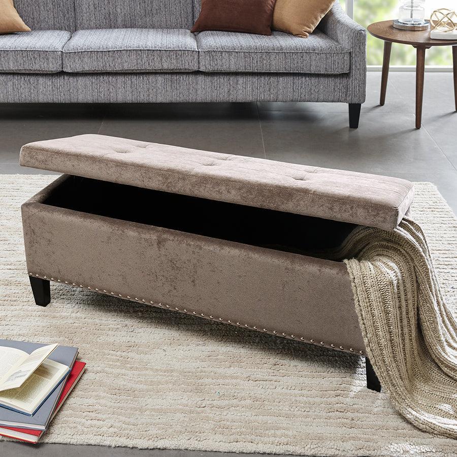 Olliix.com Benches - Shandra II Tufted Top Storage Bench Taupe