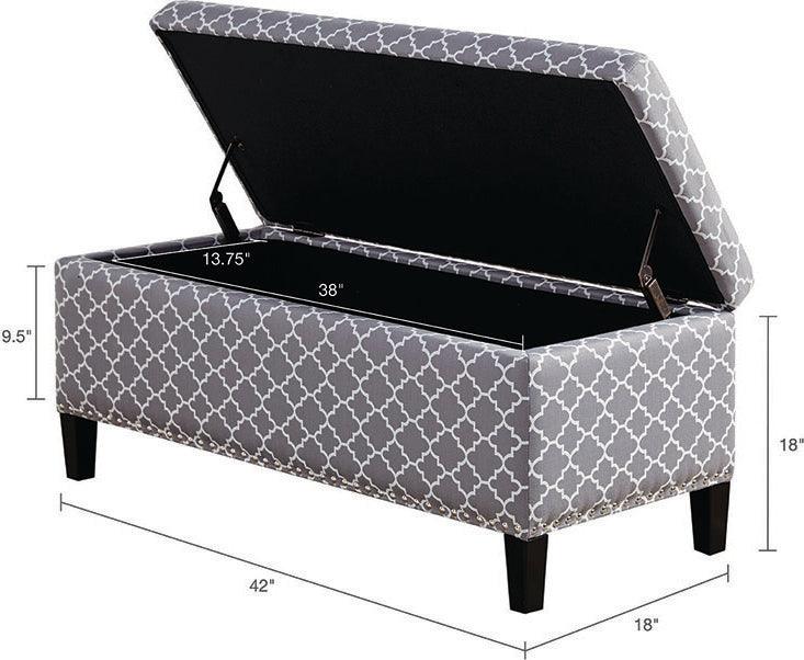 Olliix.com Ottomans & Stools - Shandra Modern/Contemporary II Tufted Top Storage Bench 42W x 18D x18H" Gray