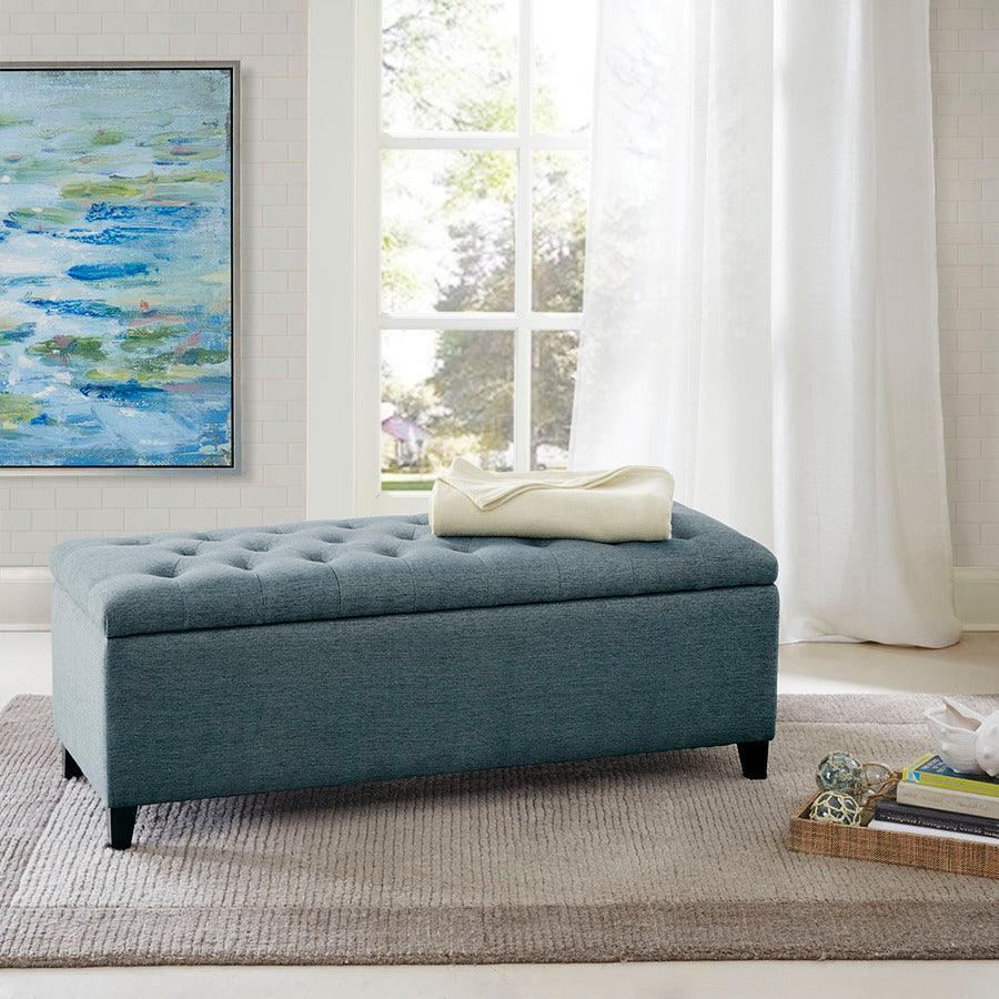 Olliix.com Benches - Shandra Tufted Top Storage Bench Blue