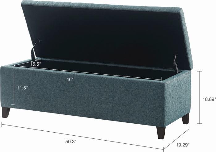 Olliix.com Benches - Shandra Tufted Top Storage Bench Blue