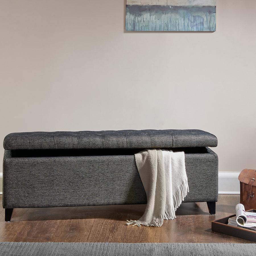 Olliix.com Benches - Shandra Tufted Top Storage Bench Charcoal