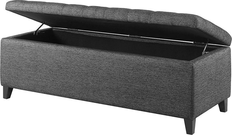 Olliix.com Benches - Shandra Tufted Top Storage Bench Charcoal