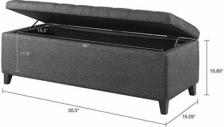 Olliix.com Benches - Shandra Tufted Top Storage Bench Charcoal