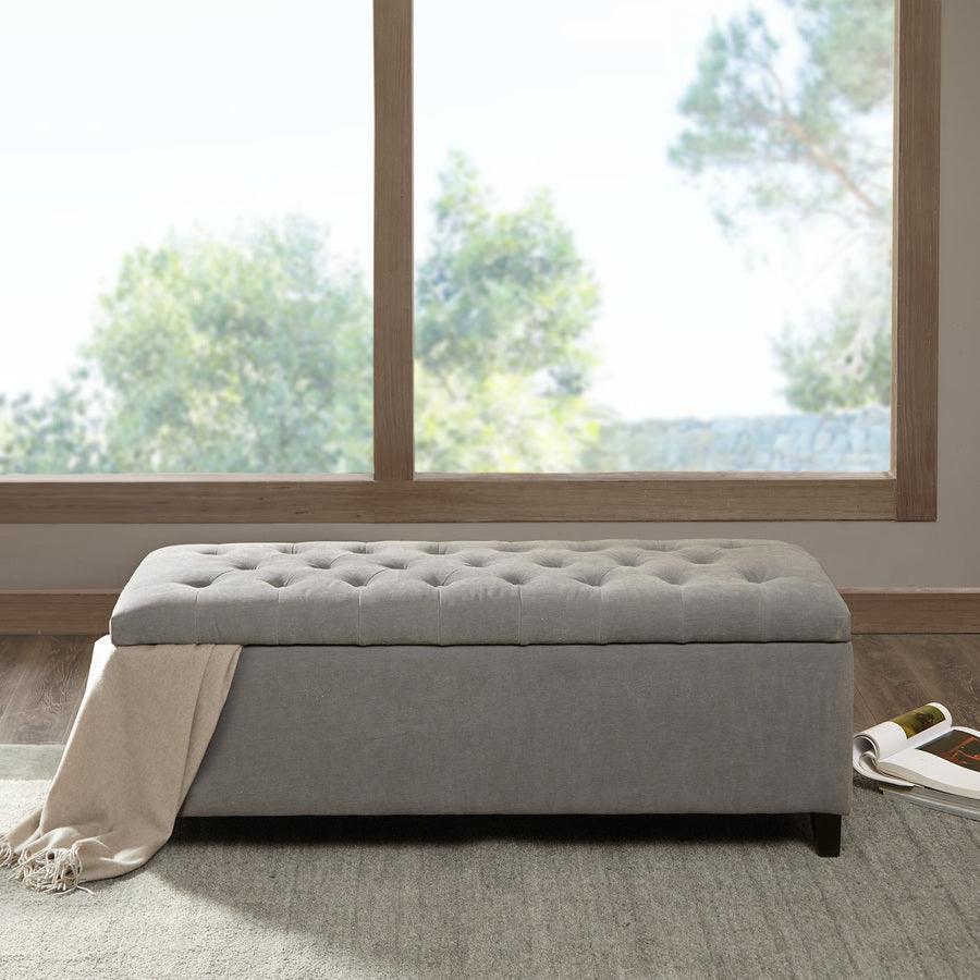 Olliix.com Benches - Shandra Tufted Top Storage Bench Gray