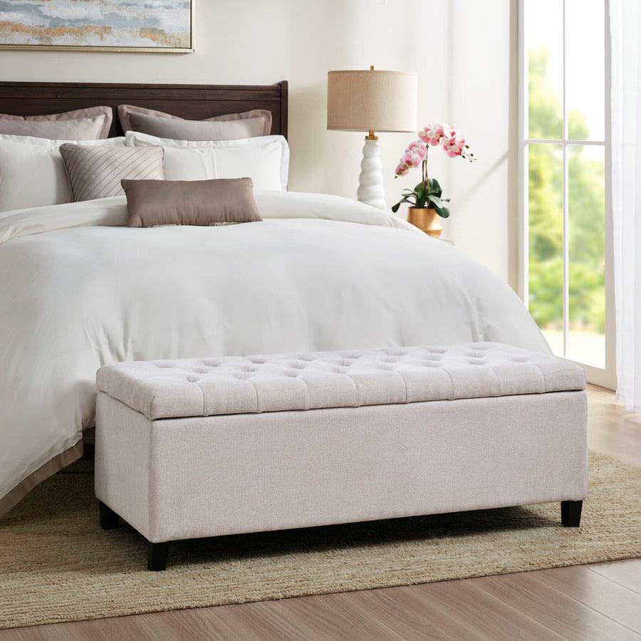 Olliix.com Benches - Shandra Tufted Top Storage Bench Natural