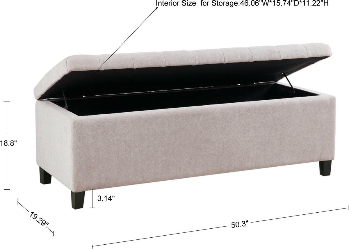 Olliix.com Benches - Shandra Tufted Top Storage Bench Natural