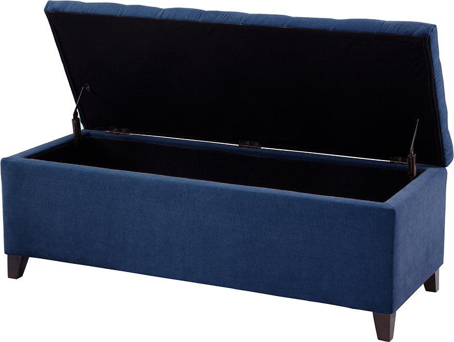 Olliix.com Benches - Shandra Tufted Top Storage Bench Navy