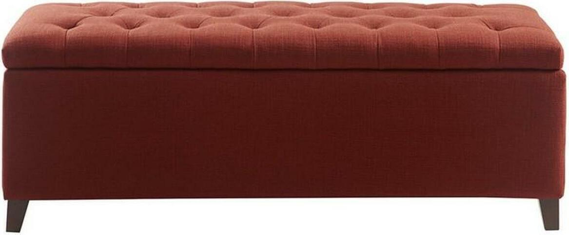 Olliix.com Benches - Shandra Tufted Top Storage Bench Rust Red