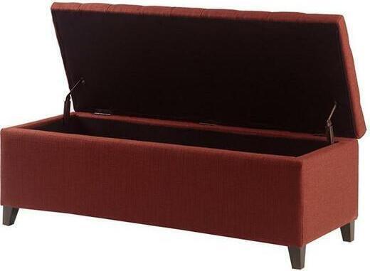 Olliix.com Benches - Shandra Tufted Top Storage Bench Rust Red