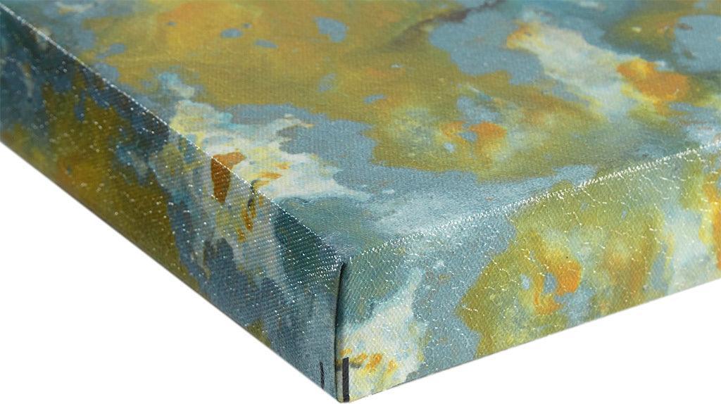 Olliix.com Wall Paintings - Shattering Rock Yellow Heavy Gel Coated Canvas Blue