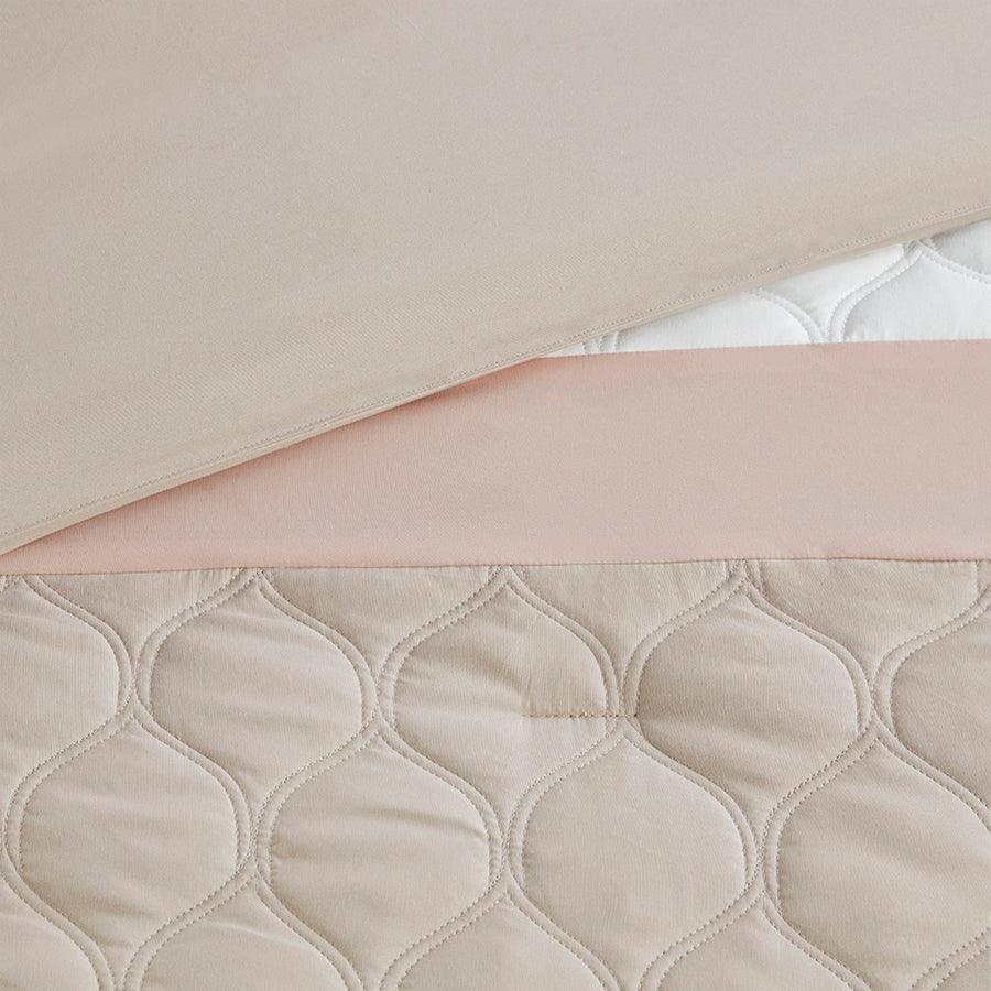 Olliix.com Comforters & Blankets - Shawnee 8 Piece 20 " D Comforter Set Blush Queen