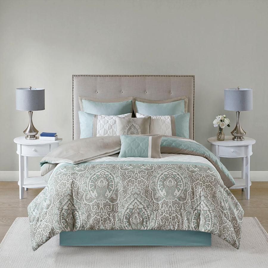 Olliix.com Comforters & Blankets - Shawnee 8 Piece 36 " W Comforter Set Seafoam King