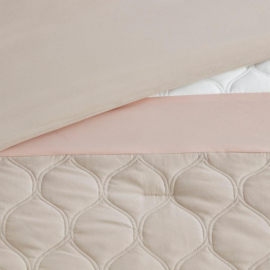 Olliix.com Comforters & Blankets - Shawnee California King 8 Piece Comforter Set Blush
