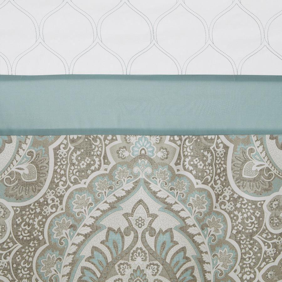 Olliix.com Shower Curtains - Shawnee Printed and Embroidered Shower Curtain Seafoam