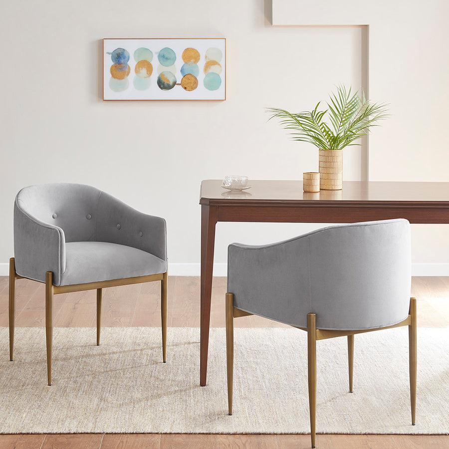 Olliix.com Dining Chairs - Sheraton Tufted Low Back Upholstered Arm Dining Chair Set of 2 Gold